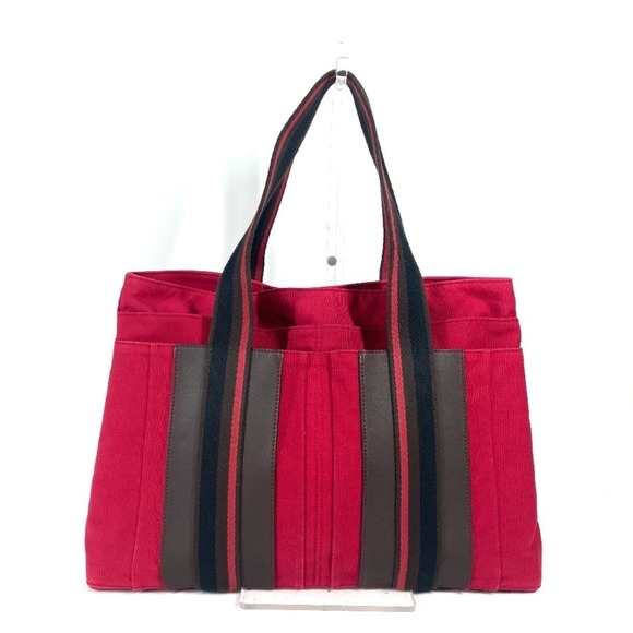 HERMES Troca Horizontal MM Tote Bag Shoulder Canvas Men's Women's Red - Picture 1 of 10